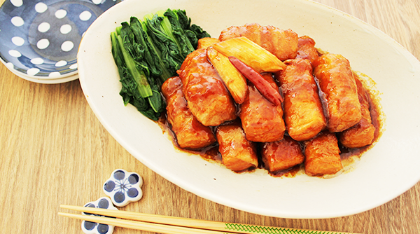 厚揚げの肉巻きステーキ